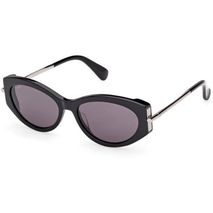 Max Mara Women's Sunglasses - Shiny Black Acetate Oval Full Rim Frame | MM0167 5401A ,