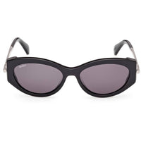 Max Mara Women's Sunglasses - Shiny Black Acetate Oval Full Rim Frame | MM0167 5401A ,