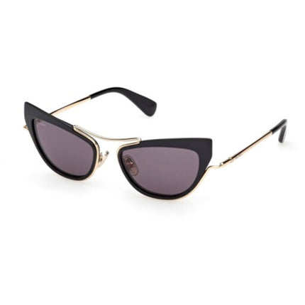 Max Mara Women's Sunglasses - Shiny Black Acetate/Metal Cat Eye Frame | MM0172 5301A ,