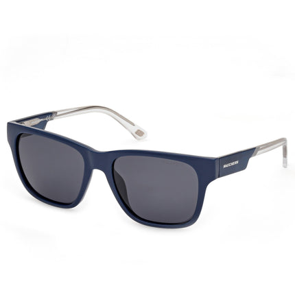 Skechers Unisex Sunglasses - Shiny Blue Injected Plastic Square Frame | SE00026 5490D ,