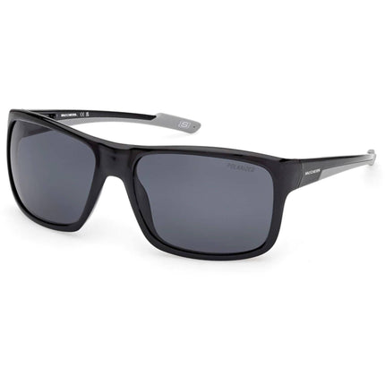 Skechers Men's Sunglasses - Shiny Black Rectangular Full Rim Frame | SE00159 6201D ,