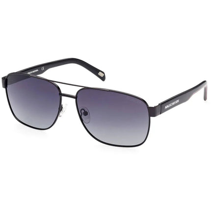 Skechers Men's Sunglasses - Shiny Black Metal Pilot Full Rim Frame | SE6160 6301D ,