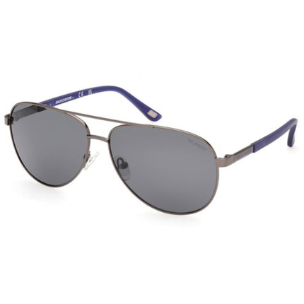 Skechers Men's Sunglasses - Matte Gunmetal Metal Aviator Full Rim Frame | SE6365 6209D ,