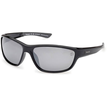 Timberland Men's Sunglasses - Shiny Black Rectangular Full Rim Frame | TB00024 6401D ,