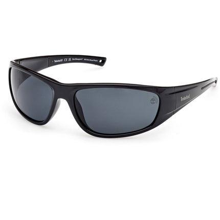 Timberland Men's Sunglasses - Shiny Black Wraparound Full Rim Frame | TB00033 6601D ,