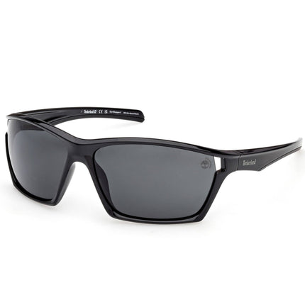 Timberland Men's Sunglasses - Shiny Black Wraparound Full Rim Frame | TB00055 6601D ,