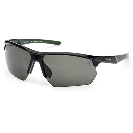 Timberland Men's Sunglasses - Shiny Black Wraparound Half Rim Frame | TB00056 7301R ,