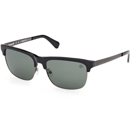 Timberland Men's Sunglasses - Shiny Black Plastic/Metal Square Frame | TB00063 6001R ,