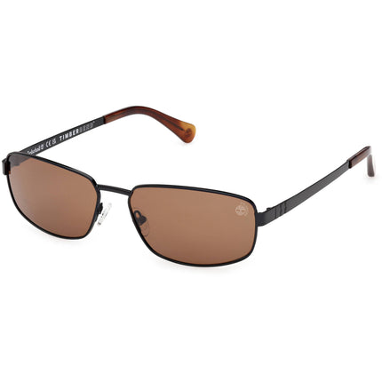Timberland Men's Sunglasses - Shiny Black Metal Rectangular Frame | TB00066 6201H ,