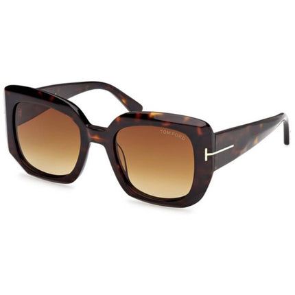 Tom Ford Women's Sunglasses - Carla Dark Havana Plastic Square Frame | FT1220 5252F ,