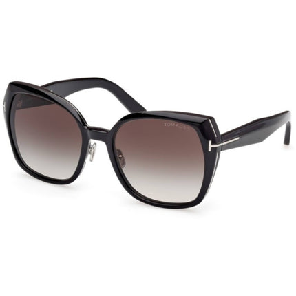 Tom Ford Women's Sunglasses - Plum Shiny Black Butterfly Shape Frame | FT1223 5801B ,