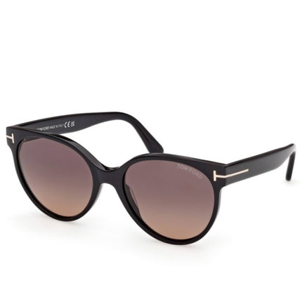 Tom Ford Women's Sunglasses - Tallulah-02 Shiny Black Acetate Round | FT1311 5601T ,