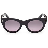 Tom Ford Women's Sunglasses - Marine-02 Shiny Black Acetate Round Frame | FT1315 5001B ,