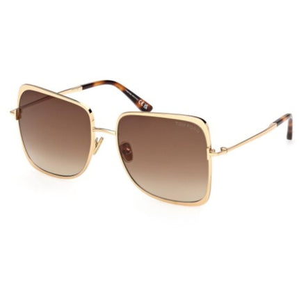 Tom Ford Women's Sunglasses - Tara-02 Shiny Deep Gold Metal Square | FT1319 5730F ,