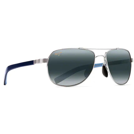 Maui Jim Unisex Sunglasses - Silver with Blue/Light Blue Metal Aviator | MJ0327S-001 ,