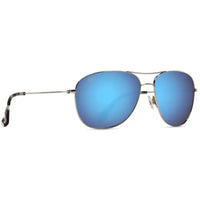 Maui Jim Unisex Sunglasses - Silver Metal Aviator Shape Full Rim Frame | MJ0247S-001 ,