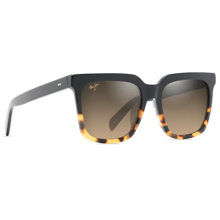 Maui Jim Unisex Sunglasses - Black with Tortoise Acetate Square Full Rim | MJ0898S-003 ,