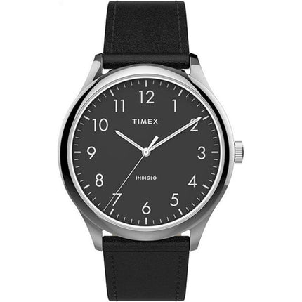 Timex Men's Watch - Easy Reader Indiglo Black Dial Leather Strap Quartz | TW2T71900JT ,