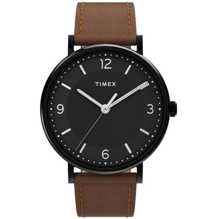 Timex Men's Watch - Southview Quartz Black Dial Brown Leather Strap | TW2U67400JT ,