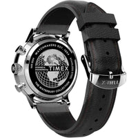 Timex Men's Watch - Waterbury Chronograph White Dial Black Leather Strap | TW2U88100VQ ,