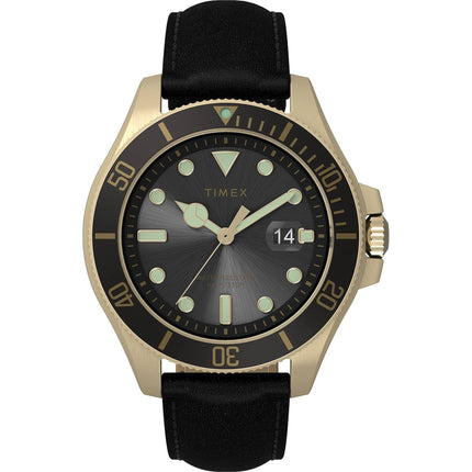Timex Men's Watch - Harborside Coast Quartz Black Dial Leather Strap | TW2V42200VQ ,