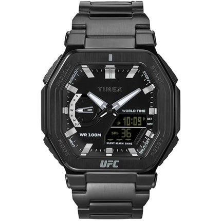 Timex Men's Watch - UFC Strength Black Ana-Digi Dial Steel Bracelet | TW2V84800JR ,