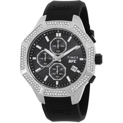 Timex Men's Watch - UFC King Chronograph Black Rubber Silicone Strap | TW2V99300JR ,