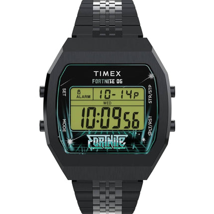 Timex Unisex Watch - Fortnite T80 Alarm Grey Digi Dial Black Bracelet | TW2Y46000JR ,