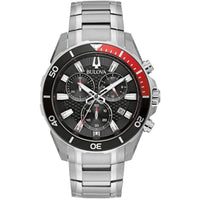 Bulova Men's Watch - Classic Quartz Chronograph Black Dial Steel Bracelet | 98B344 ,