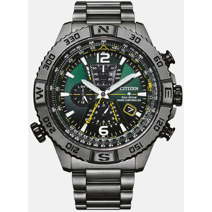 Citizen Men's Watch - Promaster Navihawk Green Dial Grey Bracelet | AT8227-56X ,