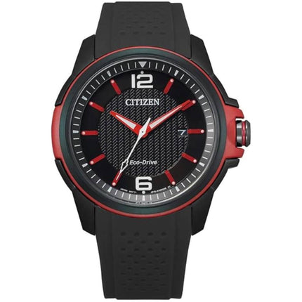 Citizen Men's Watch - Eco-Drive Black and Red Case Polyurethane Strap | AW1658-02E ,