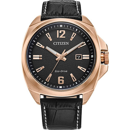 Citizen Men's Watch - Endicott Rose Gold Case Black Dial Leather Strap | AW1723-02E ,