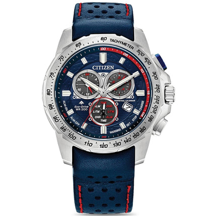 Citizen Men's Watch - Promaster Chronograph Blue Dial Leather Strap | BL5571-09L ,