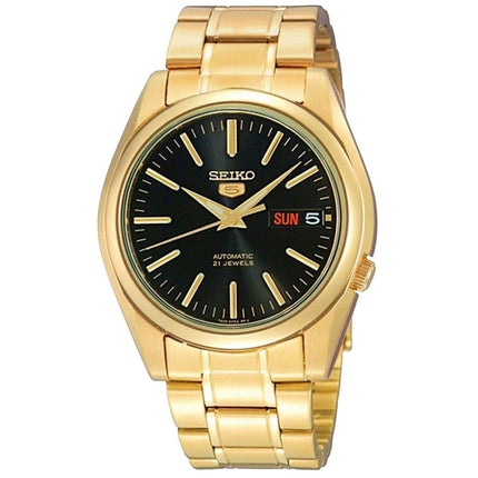 Seiko Men's Watch - Seiko 5 Automatic Black Dial Steel Bracelet Day-Date | SNKL50K1 ,