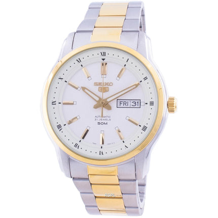 Seiko Men's Watch - Seiko 5 Power Reserve Two Tone Steel Bracelet Day-Date | SNKP14K1 ,
