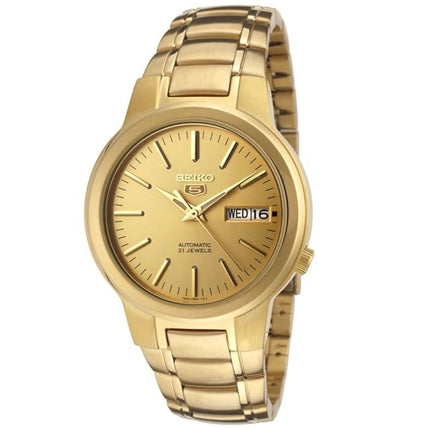 Seiko Men's Watch - Seiko 5 Automatic Yellow Gold Steel Bracelet Day-Date | SNKA10K1 ,