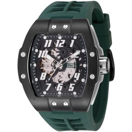 Invicta Men's Watch - S1 Rally Automatic Black Skeleton Dial Green Strap | 44890 ,