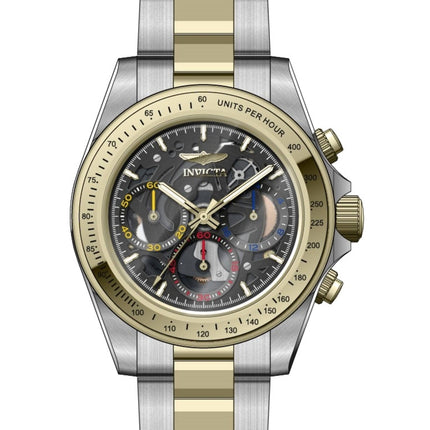 Invicta Men's Watch - Speedway Chrono Black Skeleton Dial Two Tone Case | 50275 ,