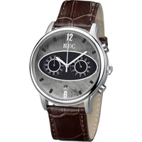 REC Men's Chronograph Grey and Black Dial Brown Strap Watch | MARK I M1 ,