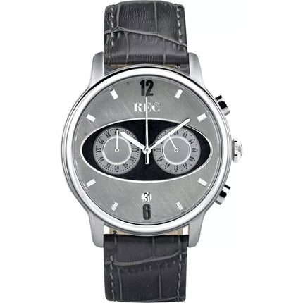 REC Men's Chronograph Grey Calf Leather Strap Watch | MARK I M2 ,