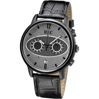 REC Men's Chronograph Black Calf Leather Strap Watch | MARK I M3 ,