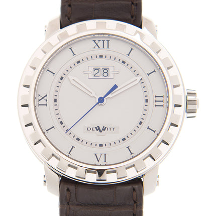 DeWitt Men's Watch - Academia Mechanical White Dial Black Strap Date | NAC.GDE.003 ,