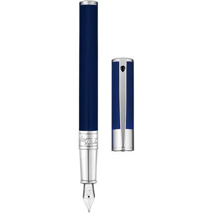 S.T. Dupont Fountain Pen - D Initial Blue Barrel with Chrome Plated Finish | 260202 ,