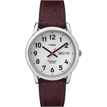 Timex Men's Watch - Easy Reader Quartz White Dial Brown Leather Strap Date | T20041 ,