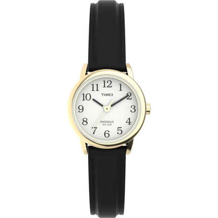 Timex Women's Watch - Easy Reader Quartz White Dial Black Leather Strap | T20433 ,