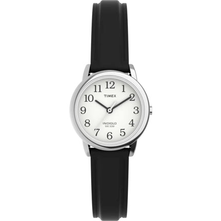 Timex Women's Watch - Easy Reader Silver Case White Dial Black Leather Strap | T20441 ,