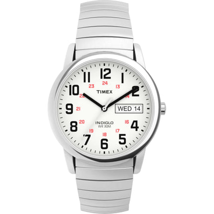 Timex Men's Watch - Easy Reader White Dial Silver Steel Expansion Bracelet | T20461 ,