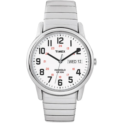Timex Men's Watch - Easy Reader White Dial Silver Steel Expansion Bracelet | T2N091 ,