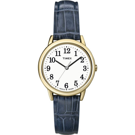 Timex Women's Watch - Easy Reader Quartz Blue Croco Pattern Leather Strap | T2N954 ,