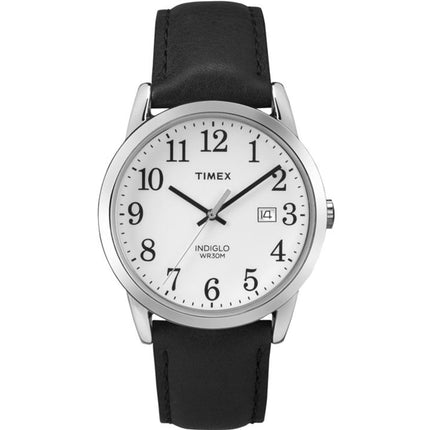 Timex Men's Watch - Easy Reader Quartz White Dial Black Leather Strap Date | TW2P75600 ,